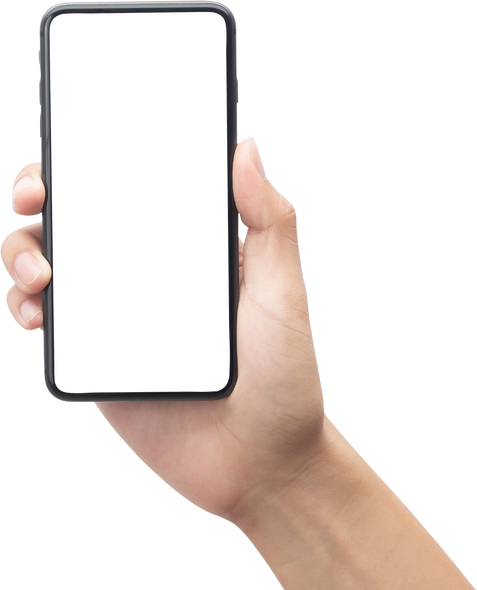 Hand Holding Smartphone with Mockup Screen Cutout